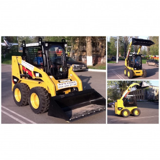 Уборка снега мини-погрузчиком Caterpillar 216 со щеткой